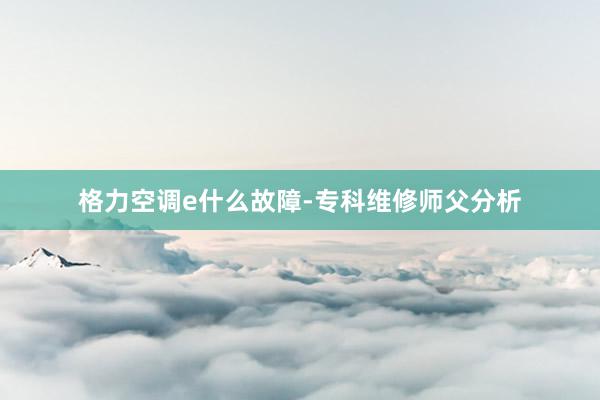 格力空调e什么故障-专科维修师父分析
